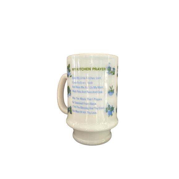 Vintage Milk Glass Mug My Kitchen Prayer  60's Cup, Request for Blessings - Picture 2 of 6